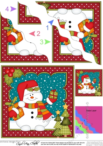 Christmas Snowman Oli has Xmas Presents Wavy Corner Side Stacker