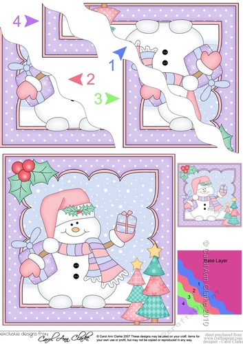 Christmas Snowman Oli has Xmas Presents Wavy Corner Side Stacker