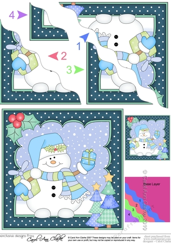 Christmas Snowman Oli has Xmas Presents Wavy Corner Side Stacker