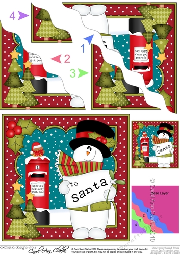 Christmas Snowman Rio has a Letter for Santa Wavy Corner Side Stacker