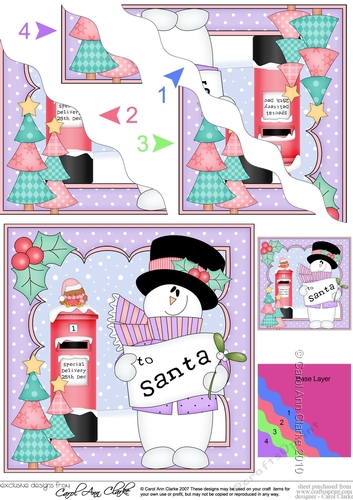 Christmas Snowman Rio has a Letter for Santa Wavy Corner Side Stacker