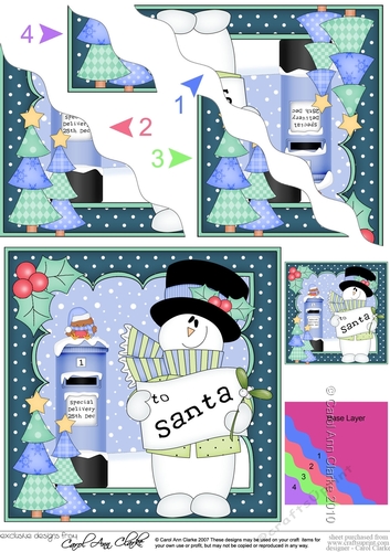 Christmas Snowman Rio has a Letter for Santa Wavy Corner Side Stacker