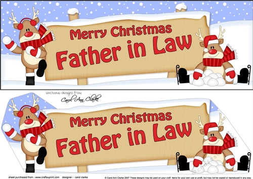 large DL Merry Christmas FATHER IN LAW with Rudolph 3D decoupage