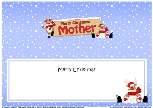 large DL Merry Christmas MOTHER with Rudolph insert