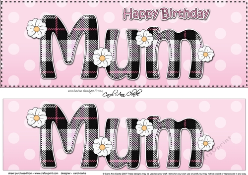 Large DL Happy Birthday MUM 3D decoupage