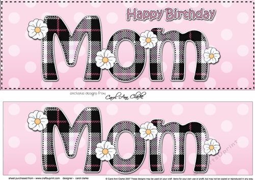 Large DL Happy Birthday MOM 3D decoupage