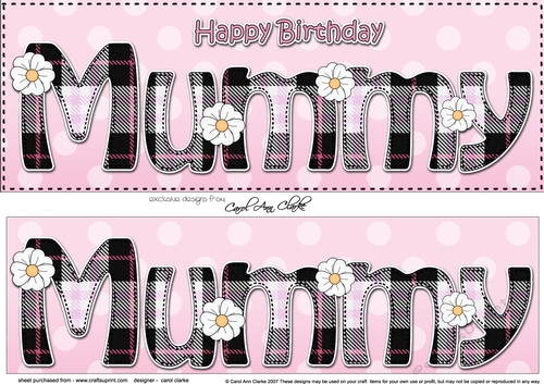 Large DL Happy Birthday MUMMY 3D decoupage
