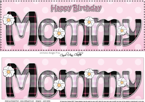 Large DL Happy Birthday MOMMY 3D decoupage