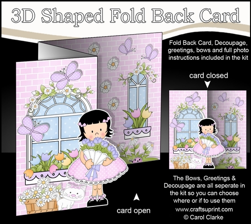 3D Shaped No-Hole Fold Back Mini Kit -  Country Cottage Girlz Suzi has a Bouquet of Roses