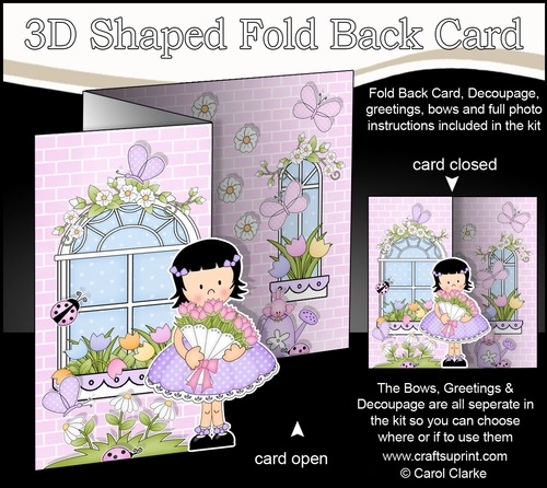 3D Shaped No-Hole Fold Back Mini Kit -  Country Cottage Girlz Suzi has a Bouquet of Roses