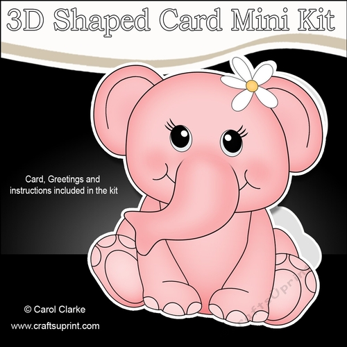 3D Shaped Card  Kit -  Cute Little Lola Elephant