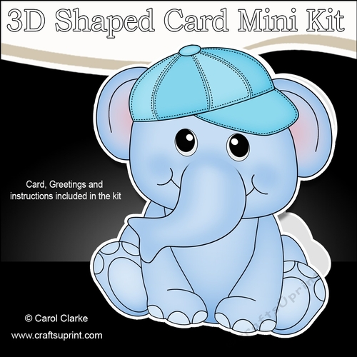 3D Shaped Card  Kit -  Cute Little Levi Elephant