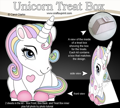 3D Cute Treat Box Gift Set Mini Kit - Cute Little Unicorn Rainbow 