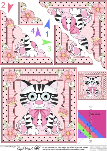 Cute Little Cat Scalloped Corner Stacker