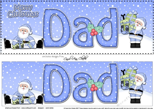 Large DL Merry Christmas DAD 3D decoupage 