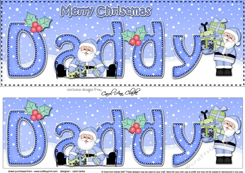 Large DL Merry Christmas DADDY 3D decoupage 