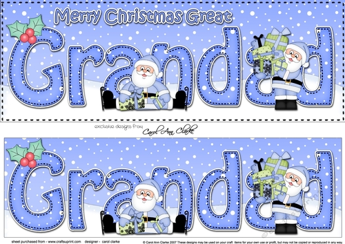 Large DL Merry Christmas GREAT GRANDAD 3D decoupage 