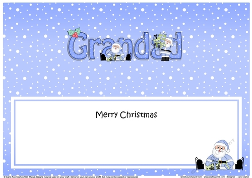 Large DL Merry Christmas GRANDAD insert