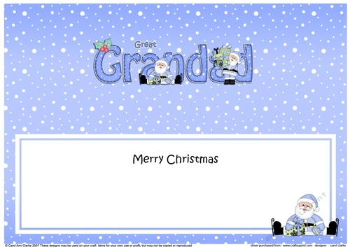 Large DL Merry Christmas GREAT GRANDAD insert