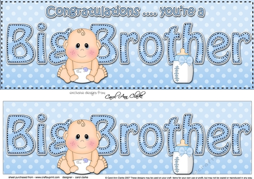 Large DL CONGRATULATIONS ... YOURE A BIG BROTHER 3D decoupage