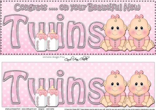 Large DL CONGRATULATIONS ... ON YOUR BEAUTIFUL TWINS 3D decoupage