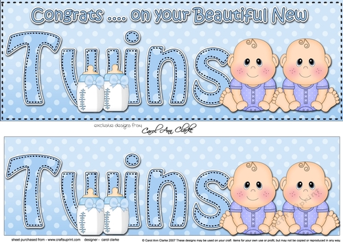 Large DL CONGRATULATIONS ... ON YOUR BEAUTIFUL TWINS 3D decoupage