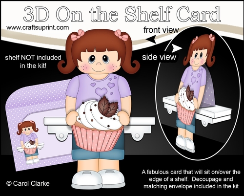 3D On the Shelf Card Kit - Cute Little Girl Daiana has a Yummy Scrummy Cupcake