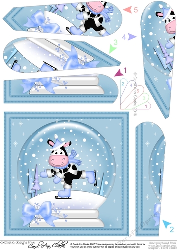 Milly Moo Cow - Christmas Snowglobe Fan Pyramage Topper