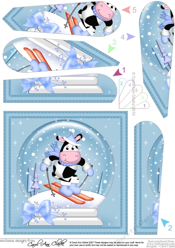 Milly Moo Cow - Christmas Snowglobe Fan Pyramage Topper