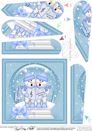 Cute Snowmen - Christmas Snowglobe Fan Pyramage Topper