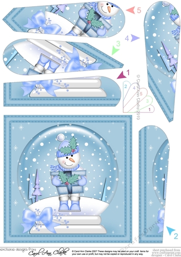 Cute Snowmen - Christmas Snowglobe Fan Pyramage Topper