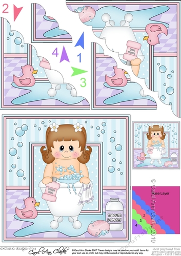 Cute Little Girl Bathtub Buddies Scalloped Corner Stacker