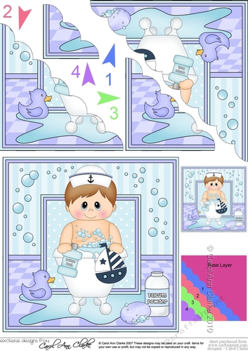 Cute Little Boy Bathtub Buddies Scalloped Corner Stacker