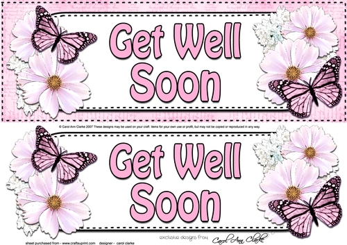 Large DL GET WELL SOON Floral Butterflies 3D decoupage