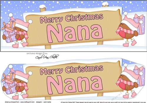 Large DL Merry Christmas NANA with Robins 3D decoupage
