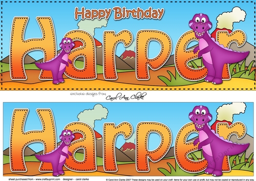 Large DL Happy Birthday HARPER 3D decoupage