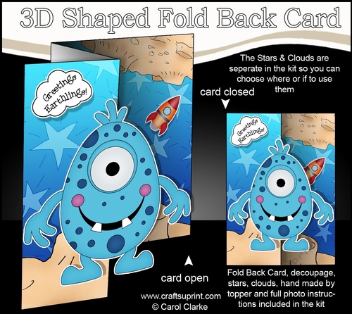 3D Shaped No-Hole Fold Back Mini Kit -  Cute Alien Guza