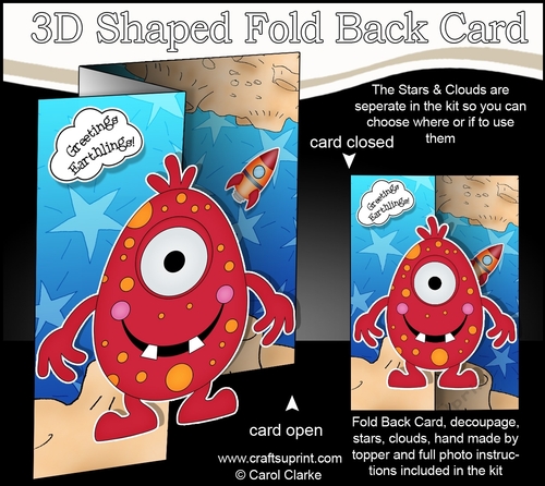 3D Shaped No-Hole Fold Back Mini Kit -  Cute Alien Caev