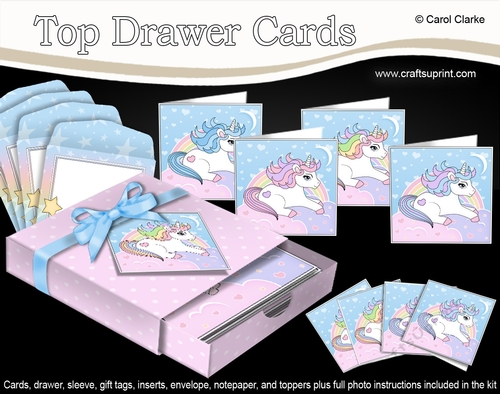 3D Top Drawer Cards Bumper Kit  -  Cute Little Unicorns