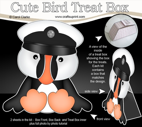 3D Cute Bird Treat Box Gift Set Mini Kit - Cute Little Puffin Pilchard 