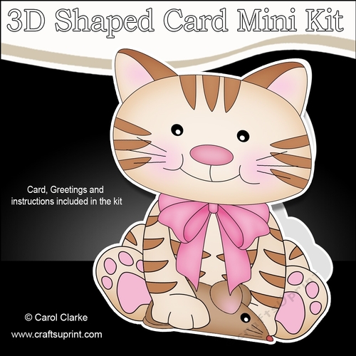 3D Shaped Card  Kit - Cute Little Cat Muffin