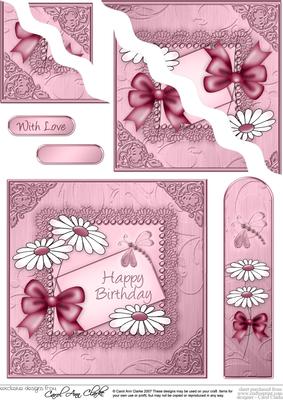 Daisies on metallic lace  - Wavey Corner Stacker