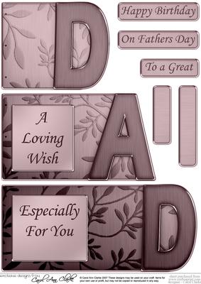Dad Elegant Metallic Book Sheet