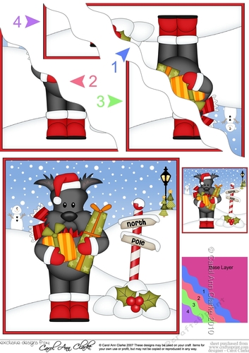 Christmas Scottie Dog is at the North Pole Wavy Corner side stacker Topper