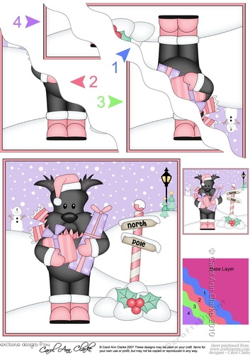 Christmas Scottie Dog is at the North Pole Wavy Corner side stacker Topper