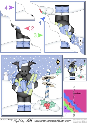 Christmas Scottie Dog is at the North Pole Wavy Corner side stacker Topper