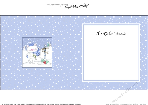 Christmas Cute Cat is at the North Pole insert square landscape