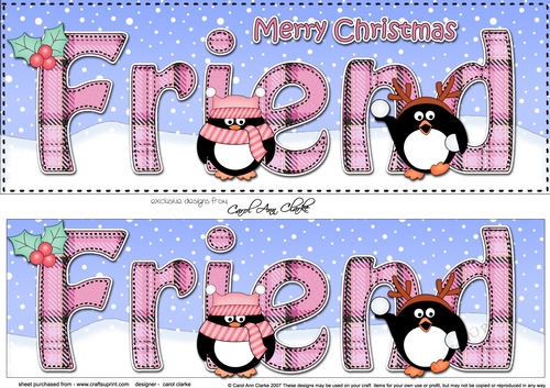 Large DL Merry Christmas FRIEND 3D decoupage 