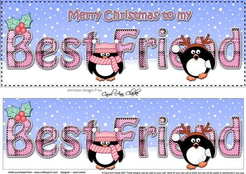 Large DL Merry Christmas TO MY BEST FRIEND 3D decoupage 