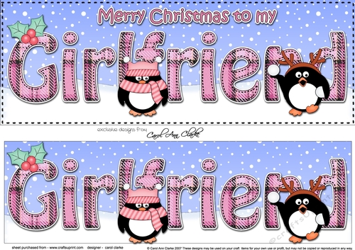 Large DL Merry Christmas TO MY GIRLFRIEND 3D decoupage 